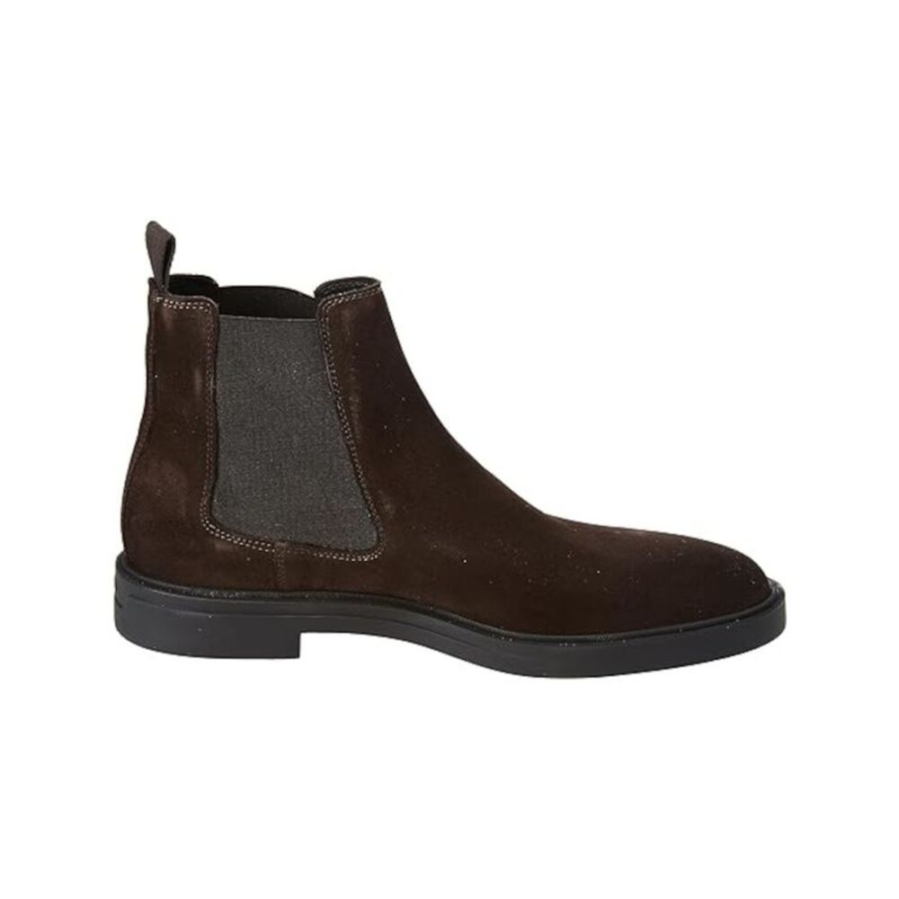 BOSS Mens Brown Heel Pull-Tab Calev Round Toe Block Heel Leather Chelsea 10 - Picture 2 of 4